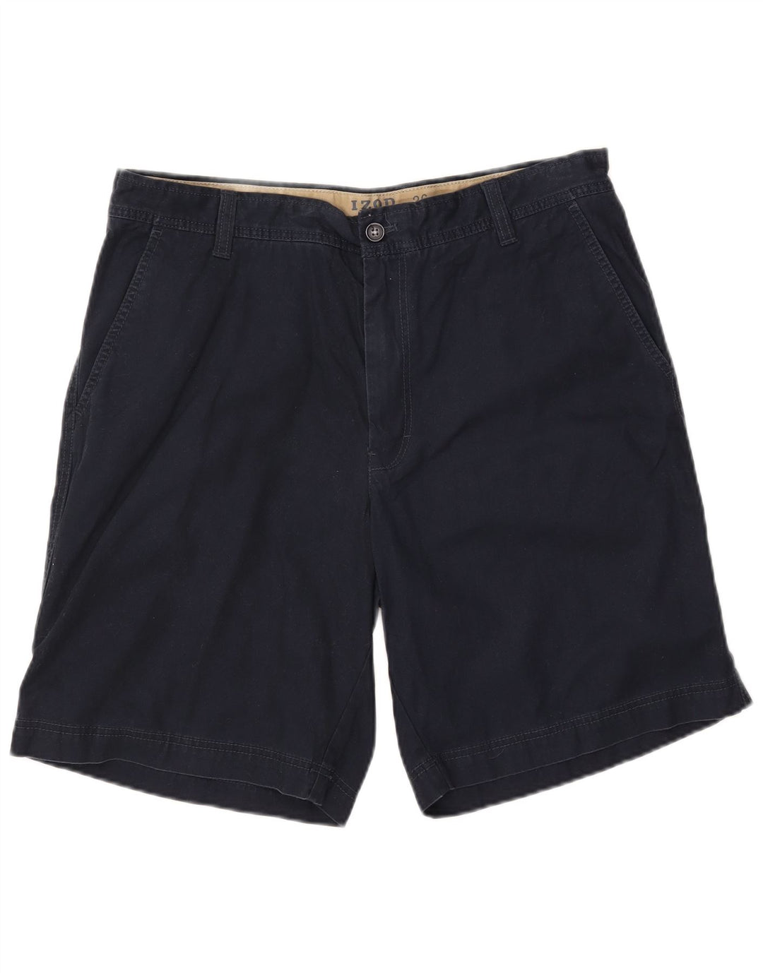 IZOD Herre Salt Water Chino Shorts W36 Large Navy Blue Bomuld