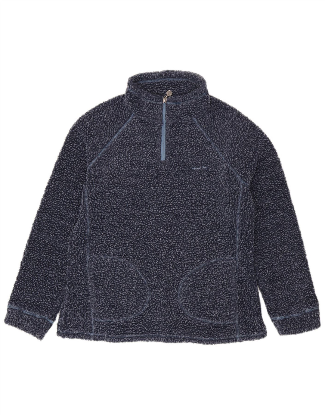 Weird Fish Dame Oversized Zip Neck Fleece Jumper UK 10 Small Navy Blue