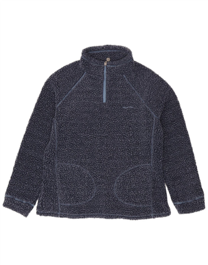 Weird Fish Dame Oversized Zip Neck Fleece Jumper UK 10 Small Navy Blue