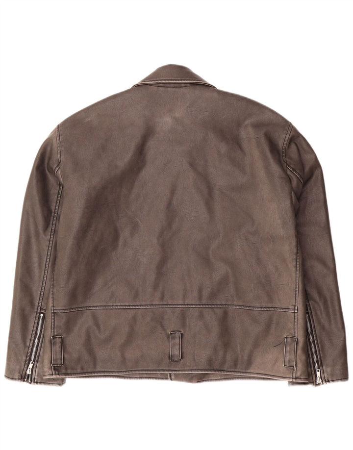 URBAN OUTFITTERS Bikerjakke i imiteret læder til mænd UK 38 Medium Grå