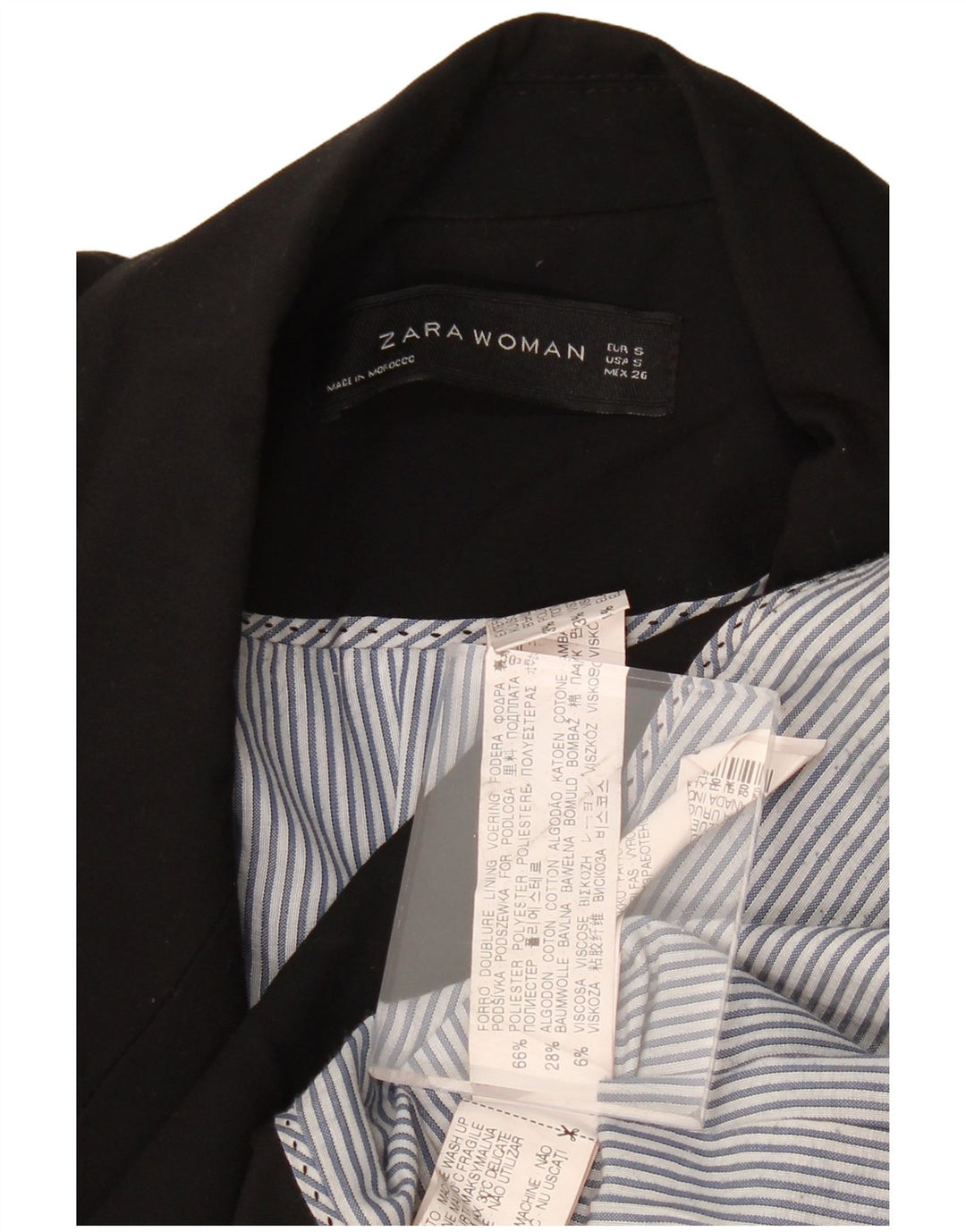 ZARA blazerjakke med 1 knap til kvinder UK 10 Lille sort polyester