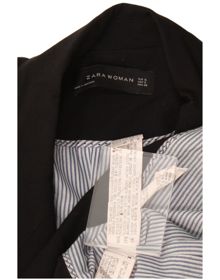 ZARA blazerjakke med 1 knap til kvinder UK 10 Lille sort polyester