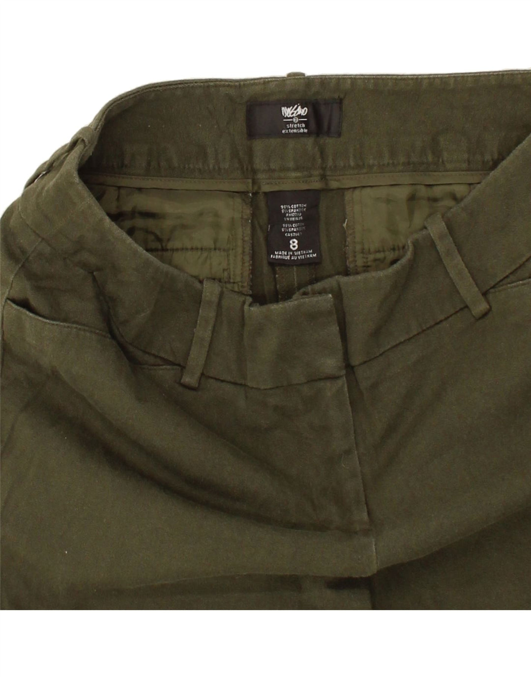 MOSSIMO Womens Stretch Slim Cropped Trousers US 8 Medium W30 L26 Khaki Vintage Mossimo and Second-Hand Mossimo from Messina Hembry 