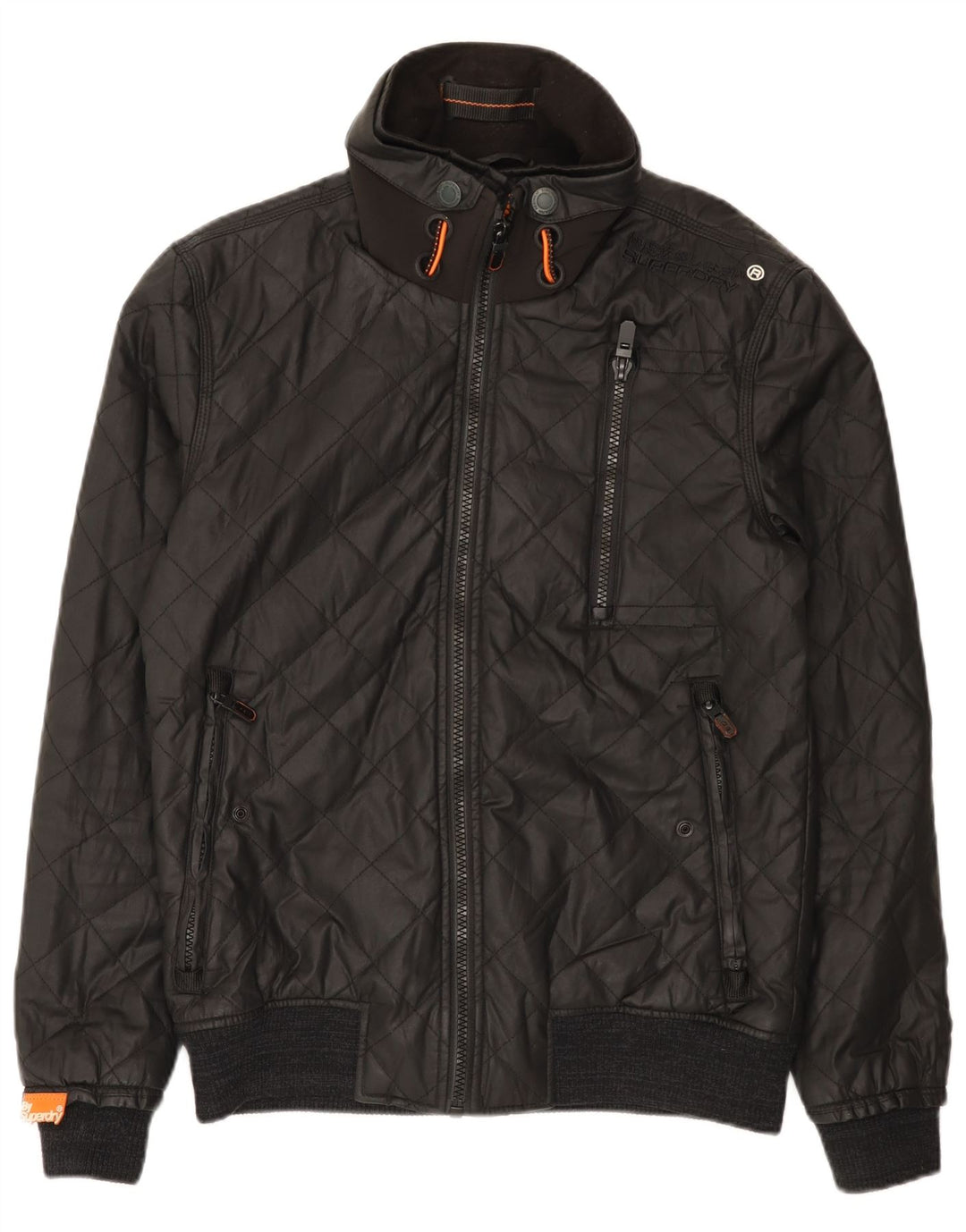 Superdry Herre quiltet bomberjakke UK 40 Stor sort nylon