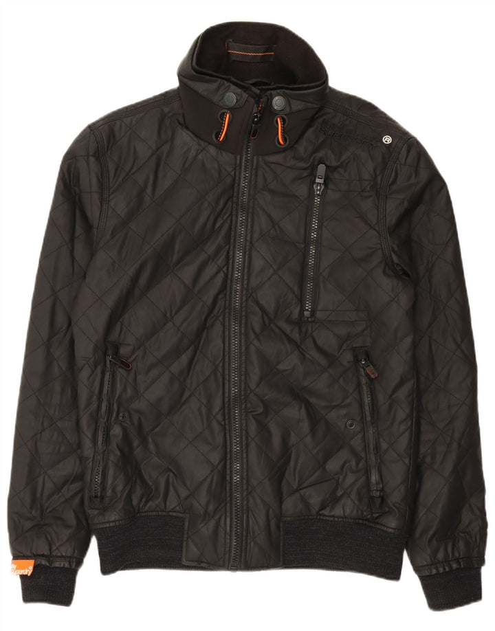Superdry Herre quiltet bomberjakke UK 40 Stor sort nylon