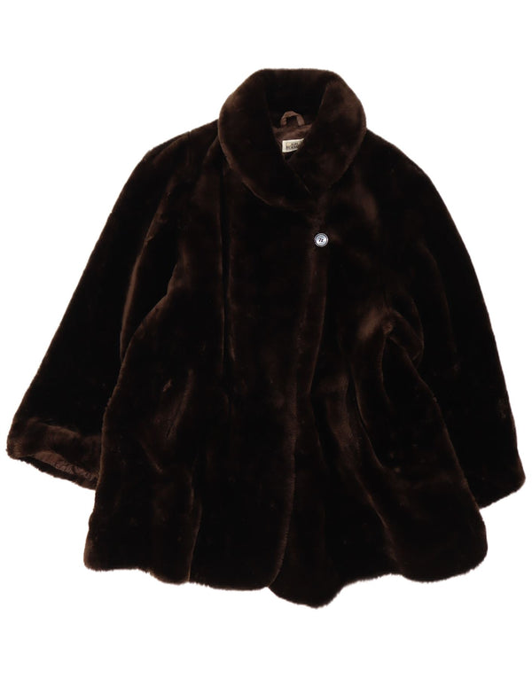 ALBA FORNARI Dame Oversized Faux Fur Overfrakke EU 46 XL Brun