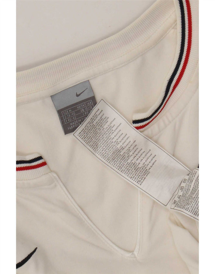 Nike Womens Crop Grafisk Top Langærmet UK 10/12 Medium White Colourblock