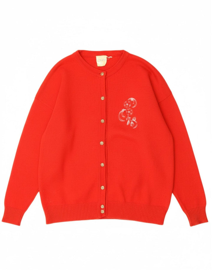VINTAGE Womens Cardigan Sweater EU 40 Medium Red Wool