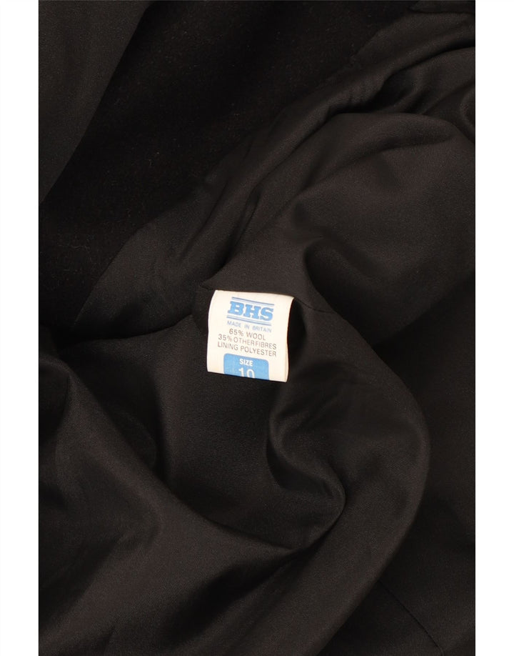 BHS Womens Oversized Double Breasted Coat UK 10 Small  Black Wool