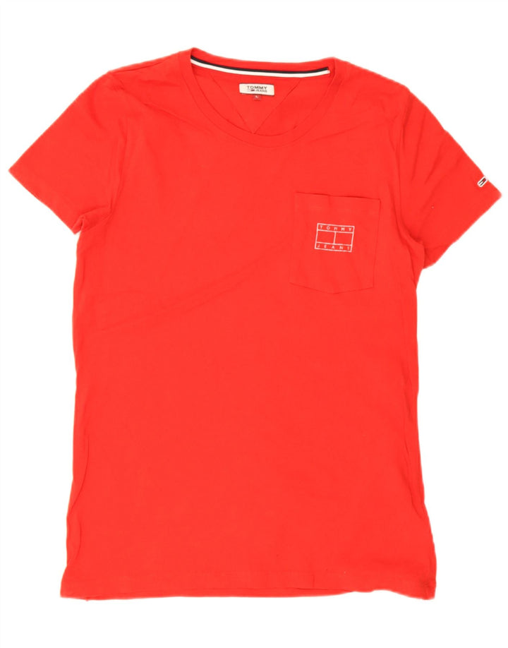 Tommy Hilfiger Herre T-Shirt Top Stor Rød Bomuld