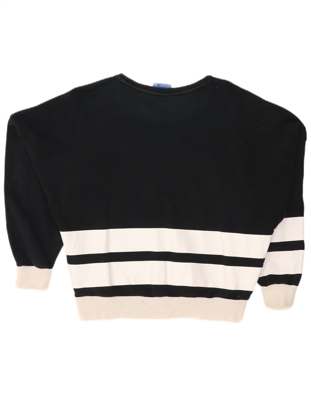 ADIDAS Grafisk Oversized Sweatshirt Jumper UK 6 XS Sort Stribet