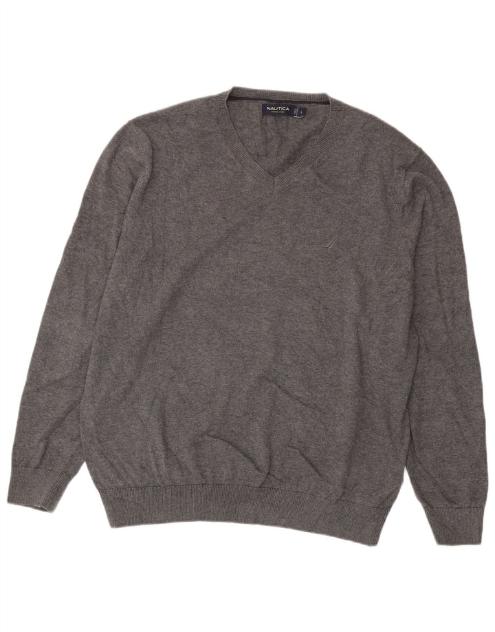 Nautica Herre V-hals sweater Stor Grå Bomuld