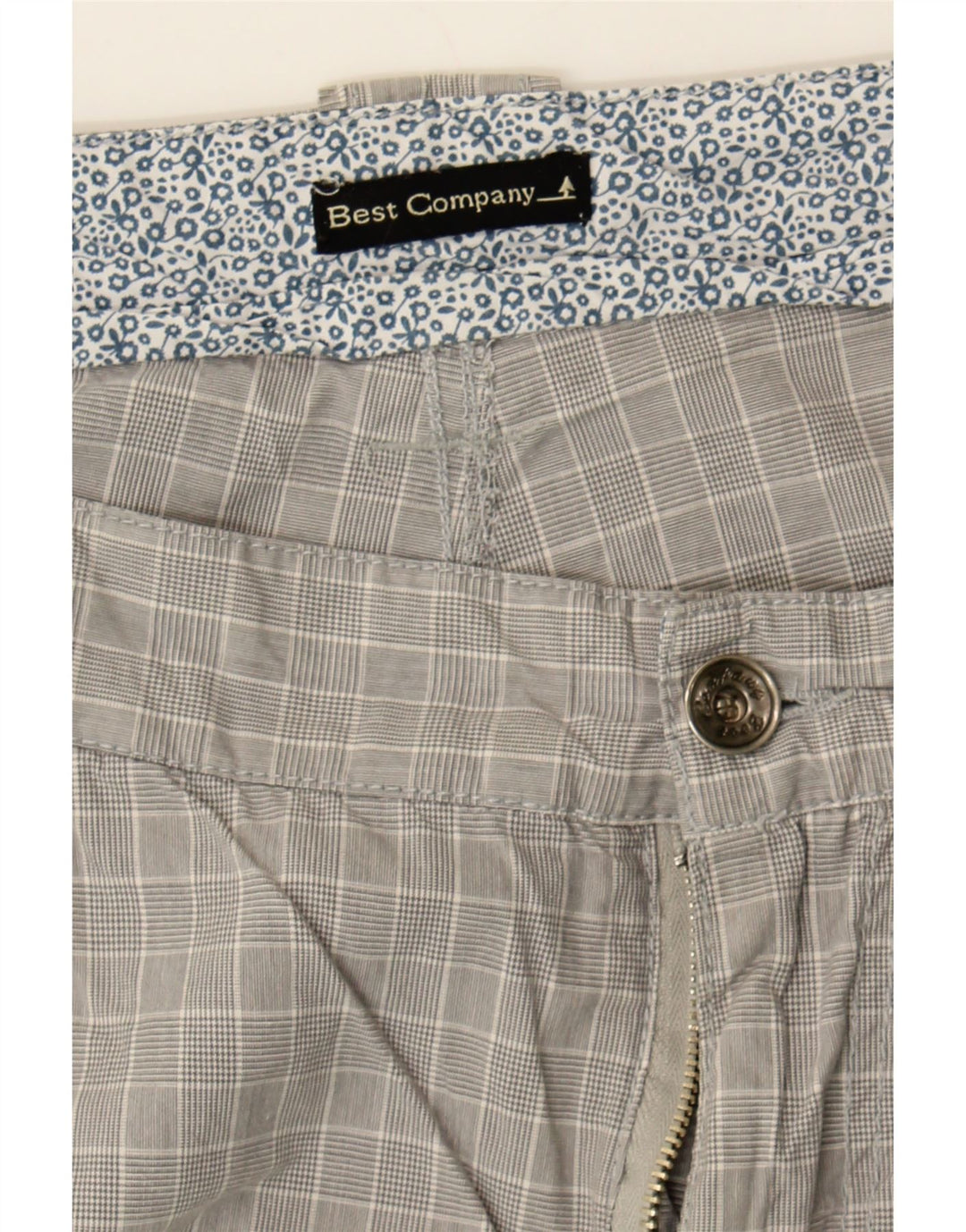 BEST COMPANY Mens Cargo Shorts XL Grey Check Vintage Best Company and Second-Hand Best Company from Messina Hembry 