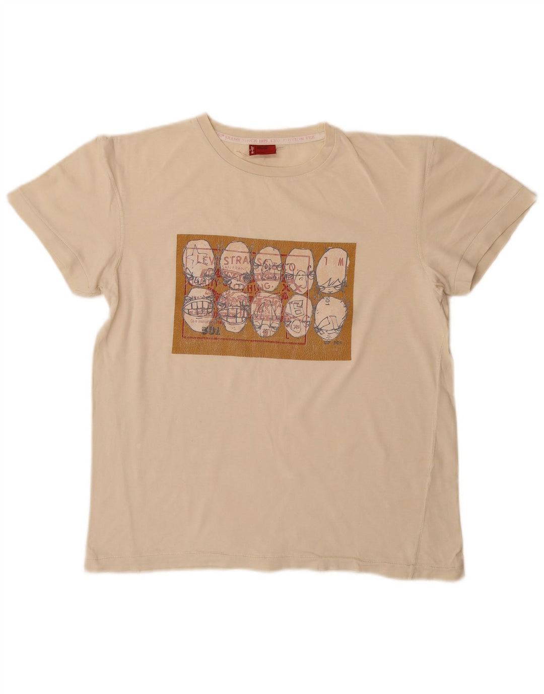 Levi's Grafisk T-shirt top til kvinder UK 14 Medium Beige