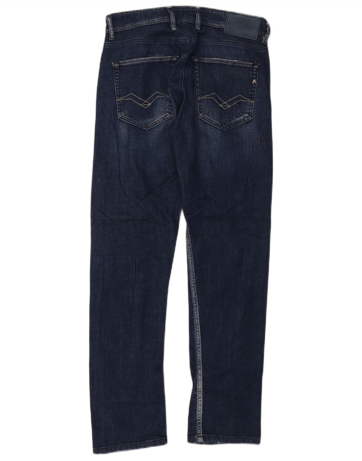 REPLAY Dame Grover Straight Jeans W29 L30 Marineblå Bomuld