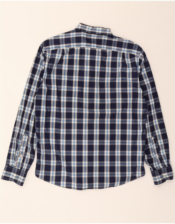 J. CREW Mens Slim Shirt Large Navy Blue Check Cotton Vintage J. Crew and Second-Hand J. Crew from Messina Hembry 
