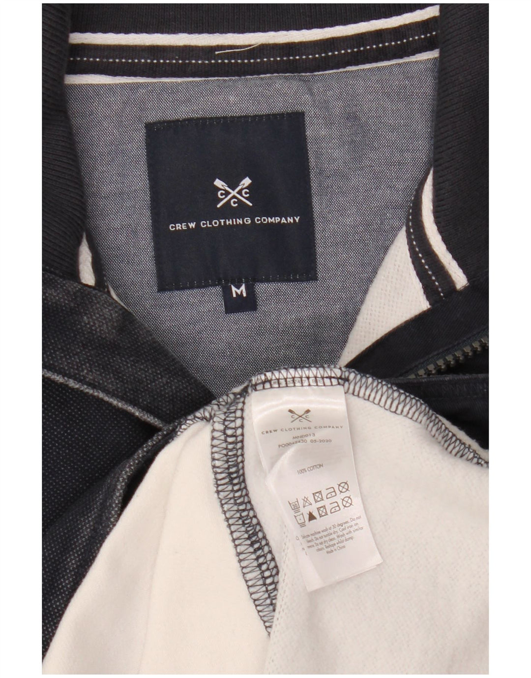 CREW TØJ Herre Zip Neck Sweatshirt Jumper Medium Marineblå Stribet
