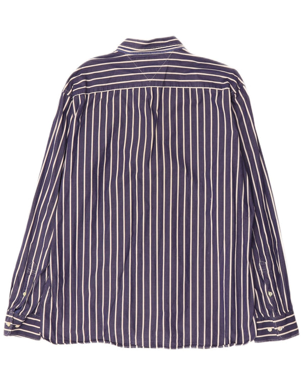 Tommy Hilfiger Herre Custom Fit skjorte XL marineblå nålestribet bomuld
