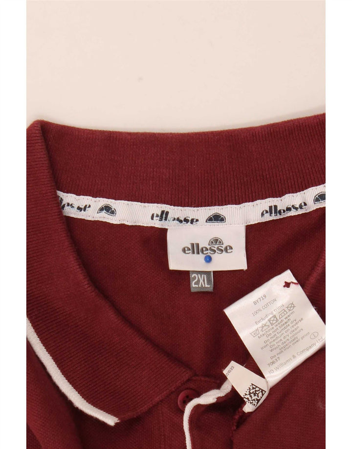 Ellesse Herre Polo Shirt 2XL Bourgogne Bomuld