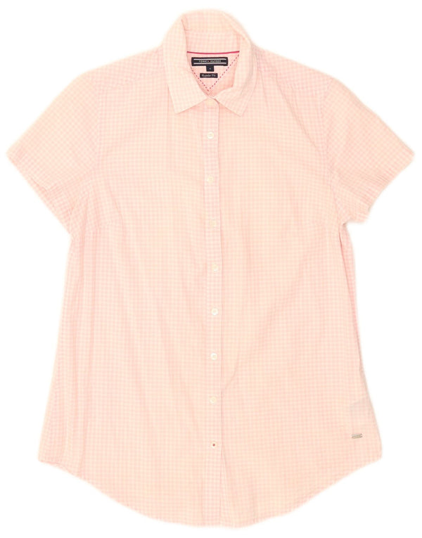 Tommy Hilfiger kortærmet skjorte til kvinder US 4 Small Pink Gingham