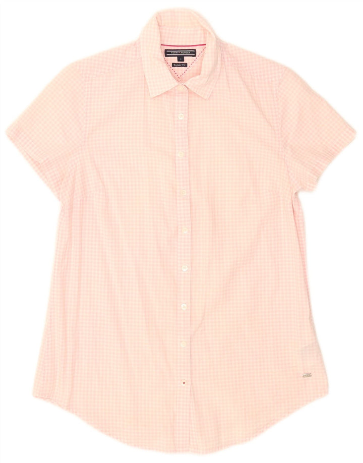 Tommy Hilfiger kortærmet skjorte til kvinder US 4 Small Pink Gingham