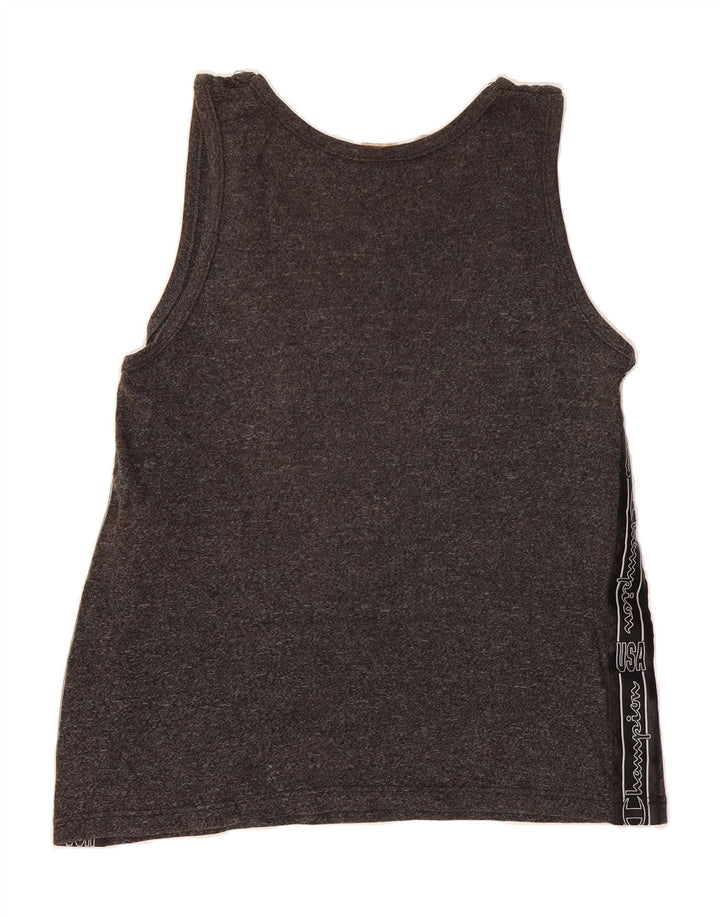 CHAMPION Mens Graphic Vest Top Small Grey Cotton Vintage Champion and Second-Hand Champion from Messina Hembry 