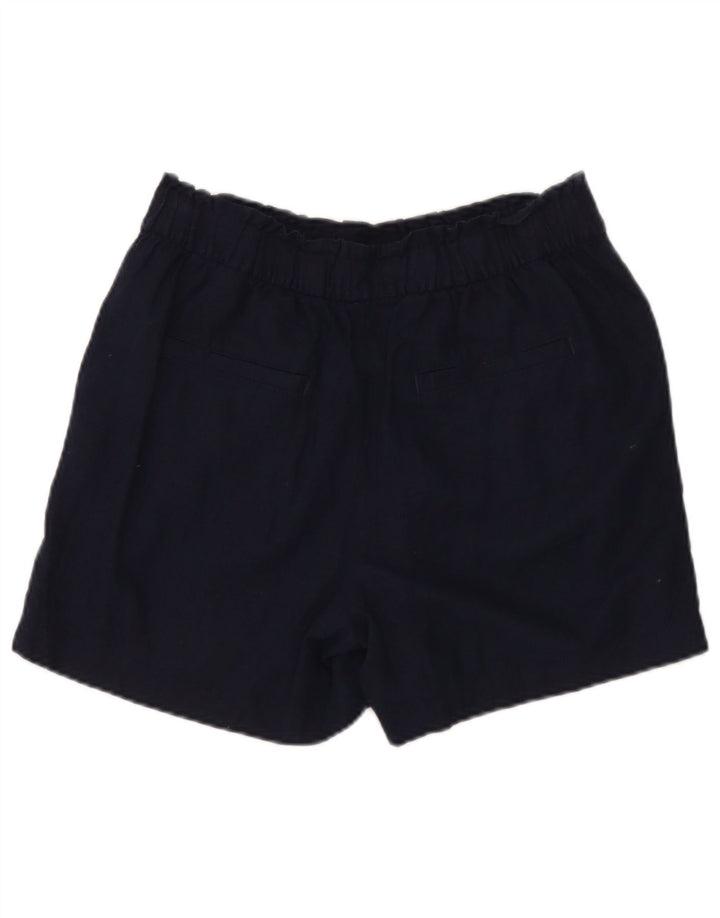 Marks & Spencer Kvinder Casual Shorts UK 12 Medium W32 Navy Blue Flax