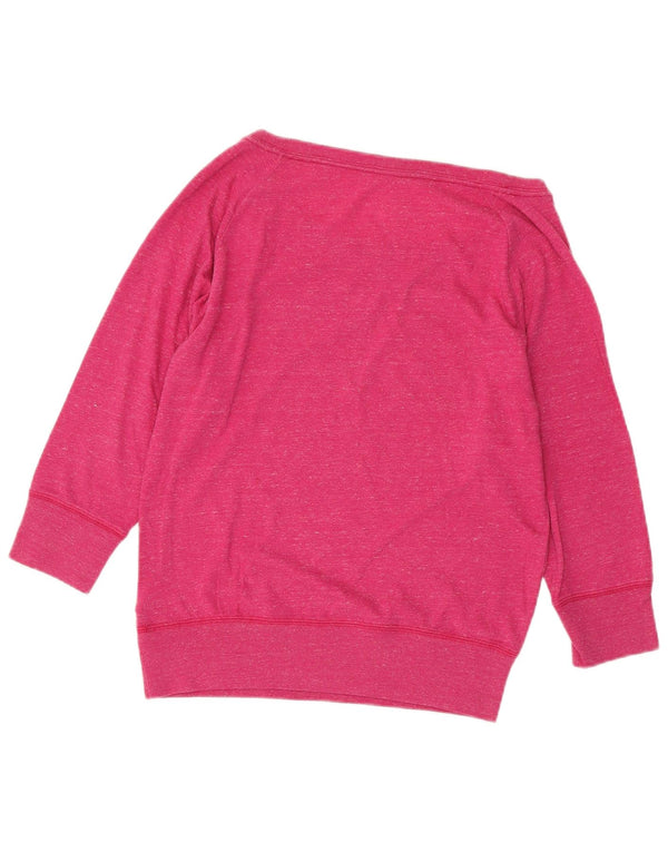 Nike Dame 3/4-ærmet grafisk sweatshirt trøje UK 10 Small Pink Bomuld
