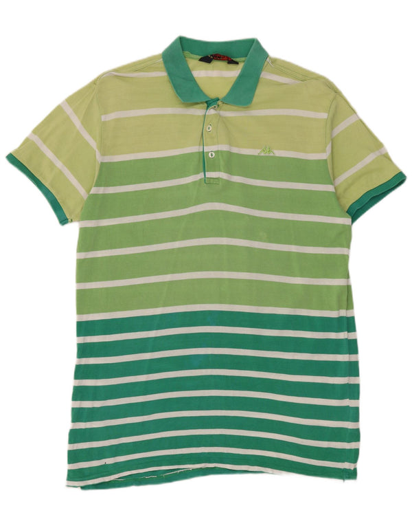 Kappa Mens Polo Shirt XL Green Striped Cotton