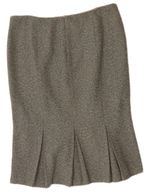 Benetton Dame Havfrue Nederdel IT 46 Large W34 Grøn Flecked Polyester