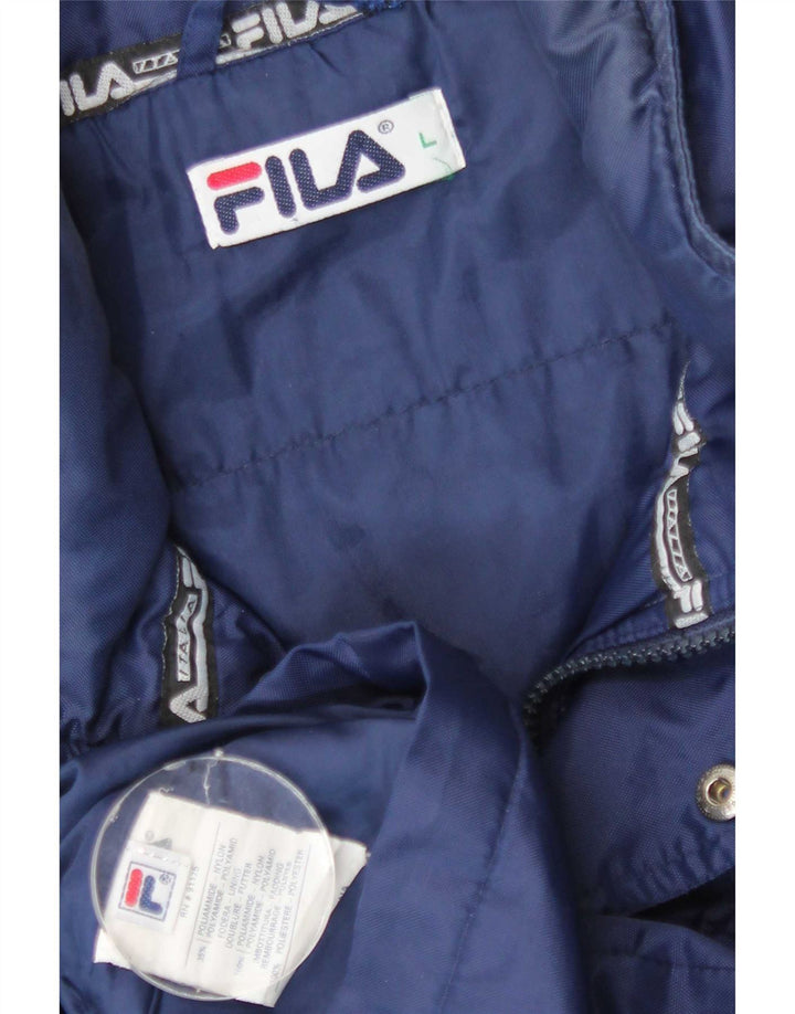 Fila Herre Hooded Windbreaker Jacket UK 40 Large Navy Blue Nylon