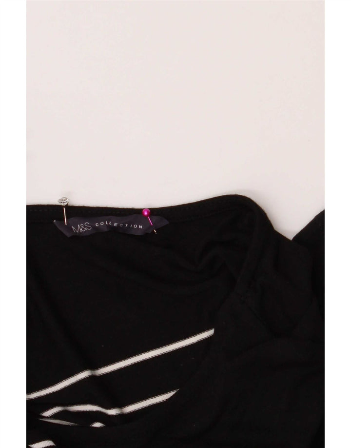 Marks & Spencer Kvinders Skede Kjole UK 14 Medium Sort Stribet