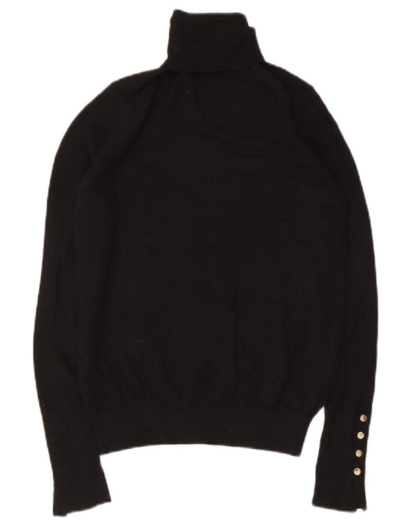 Zara Dame Rullehals Sweater UK 8 Small Black Viscose