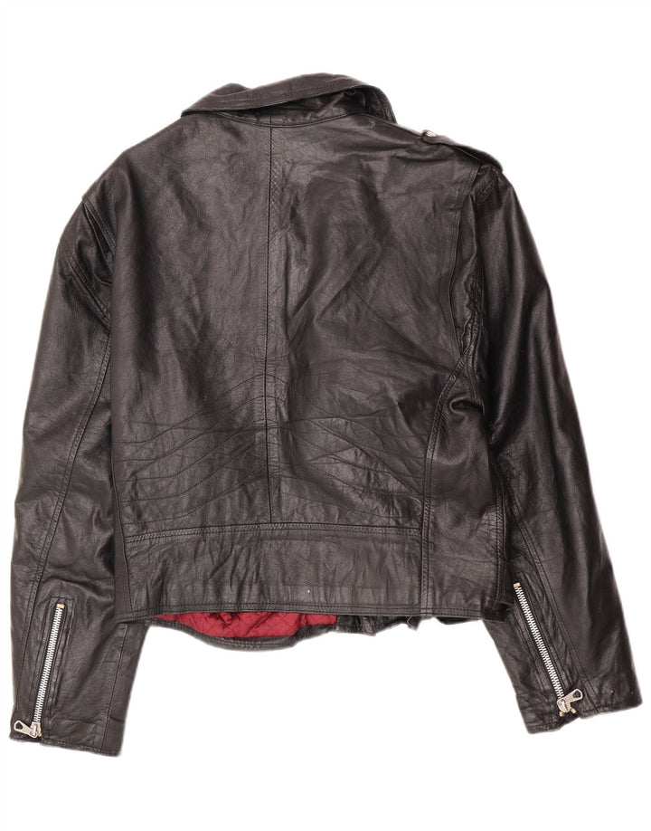 Vintage Herre Læder Biker Jacket IT 52 XL Sort