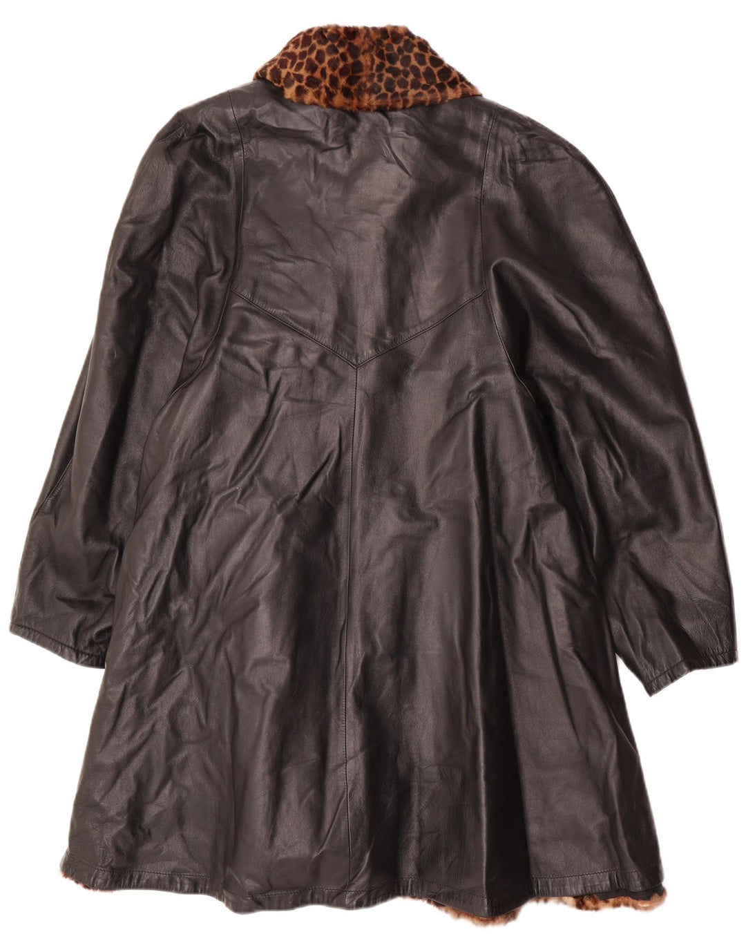Vintage dameoversize vendbar læderfrakke IT 46 Large Black