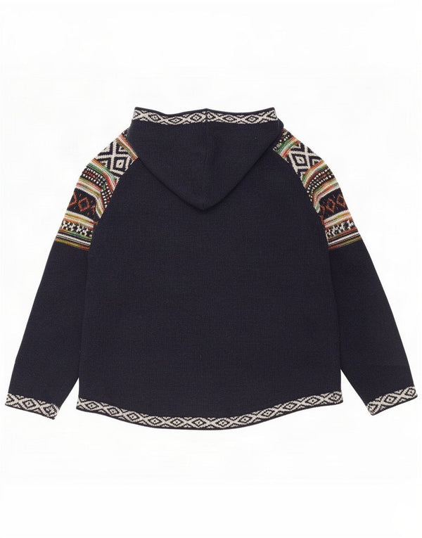 Roman Womens Hooded Jumper Sweater UK 18 XL Navy Blue Geometric Viscose