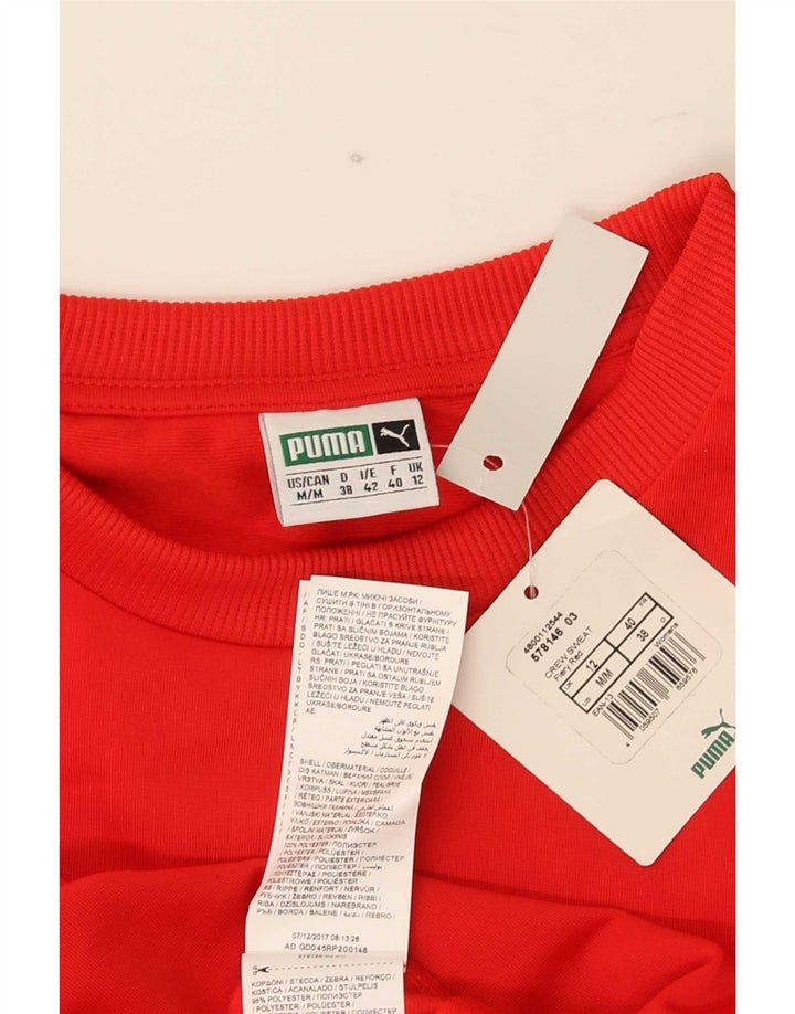 Puma Graphic Sweatshirt Jumper UK 12 Medium Red Colourblock