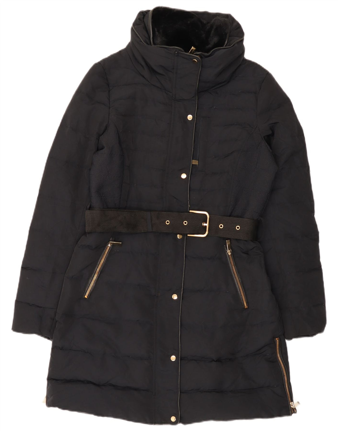 Zara Womens Polstret Frakke UK 14 Medium Black