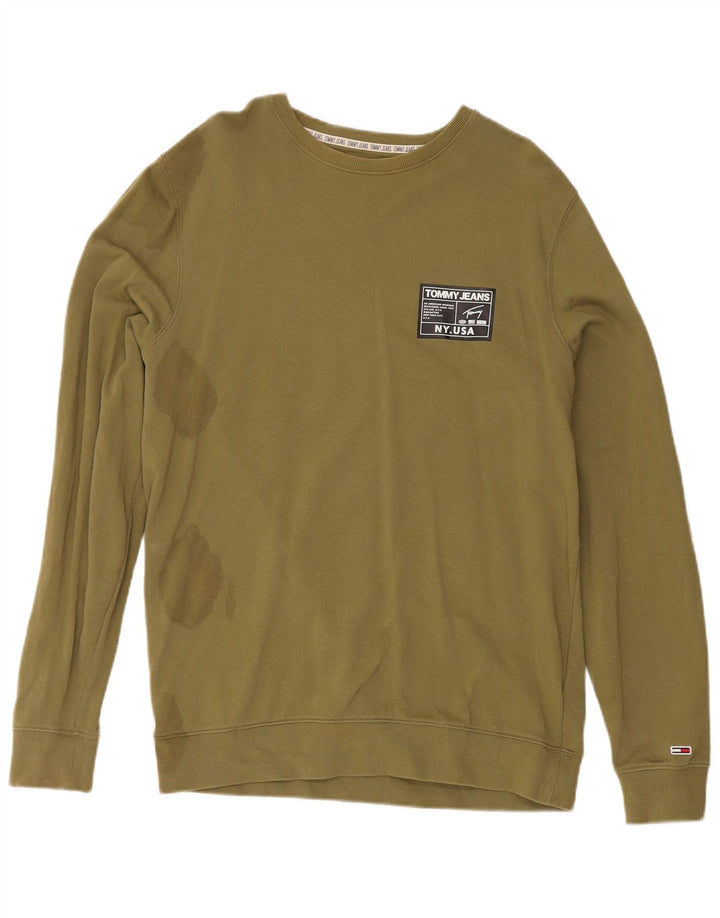 Tommy Hilfiger Herre Sweatshirt Jumper Stor Khaki Bomuld