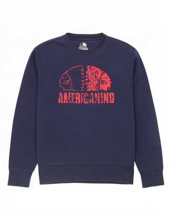 Americanino Herre Grafisk Sweatshirt Jumper XL Marineblå Bomuld