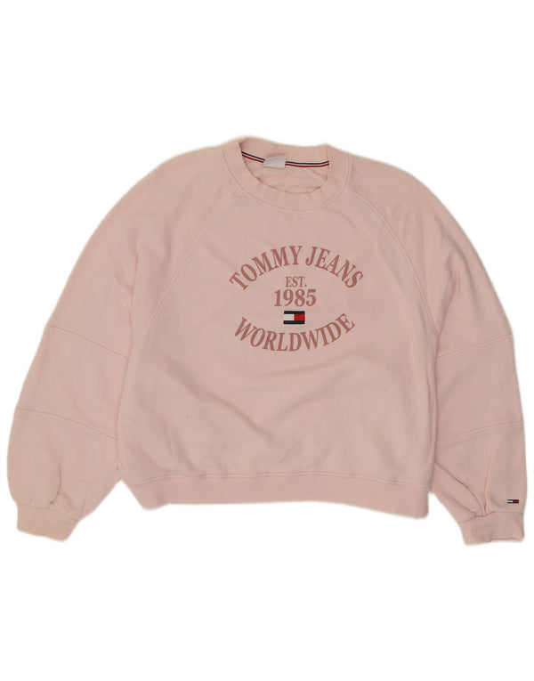 TOMMY HILFIGER Dame Oversized grafisk sweatshirt trøje UK 20 2XL Pink