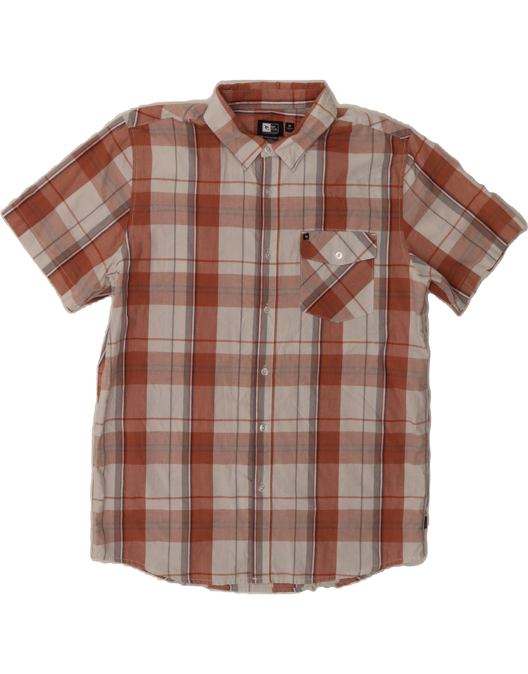RIP CURL Mens Standard Fit Short Sleeve Shirt Medium Brown Check Cotton Vintage Rip Curl and Second-Hand Rip Curl from Messina Hembry 
