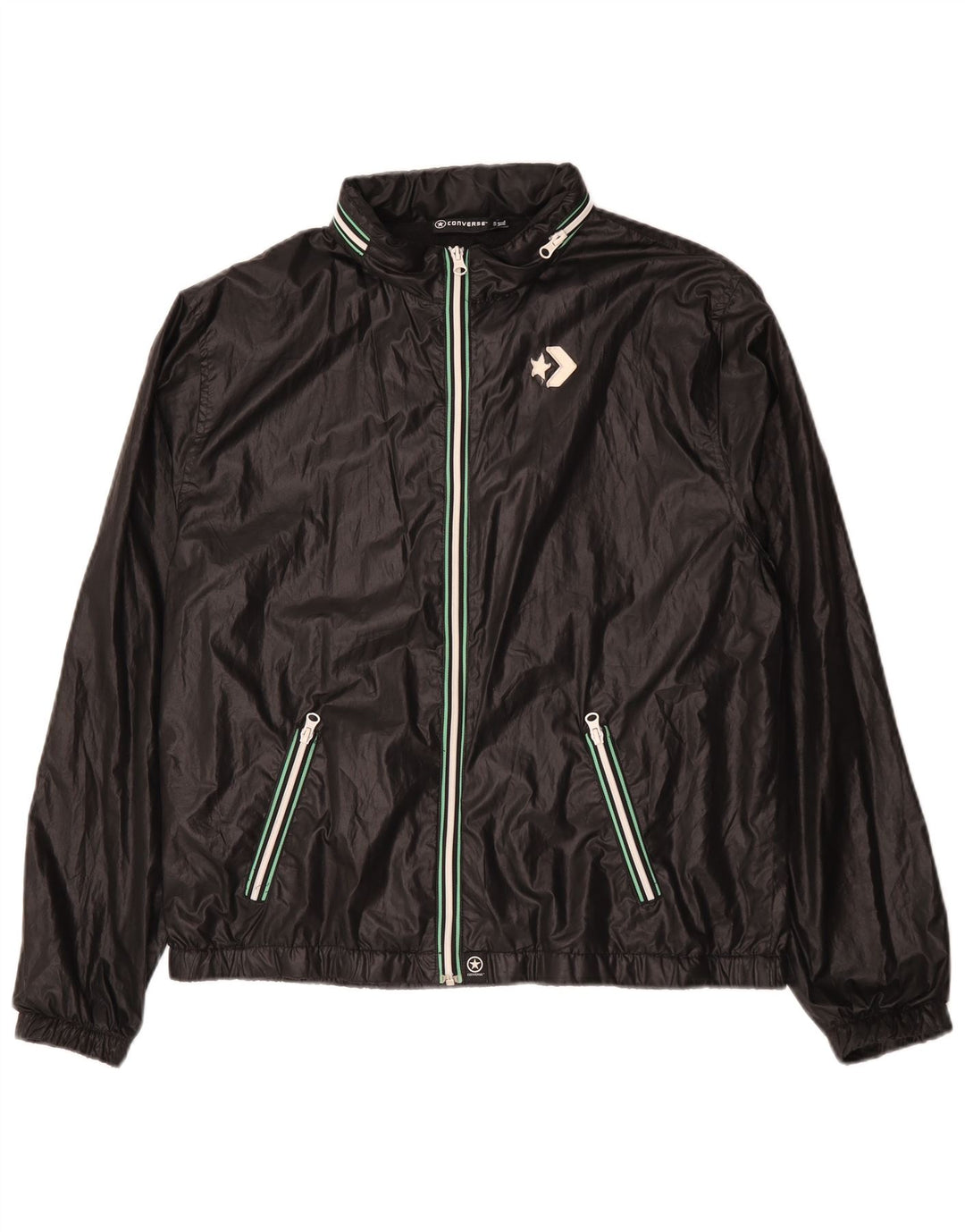 Converse Herre Windbreaker Jacket UK 42 XL Sort Polyester