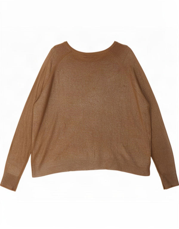 Zara Womens Oversized Boat Neck Jumper Sweater UK 16 Large Brown Viscose