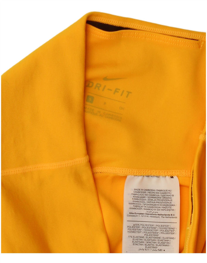 Nike Dame Dri Fit Leggings UK 8 Small Yellow Polyester