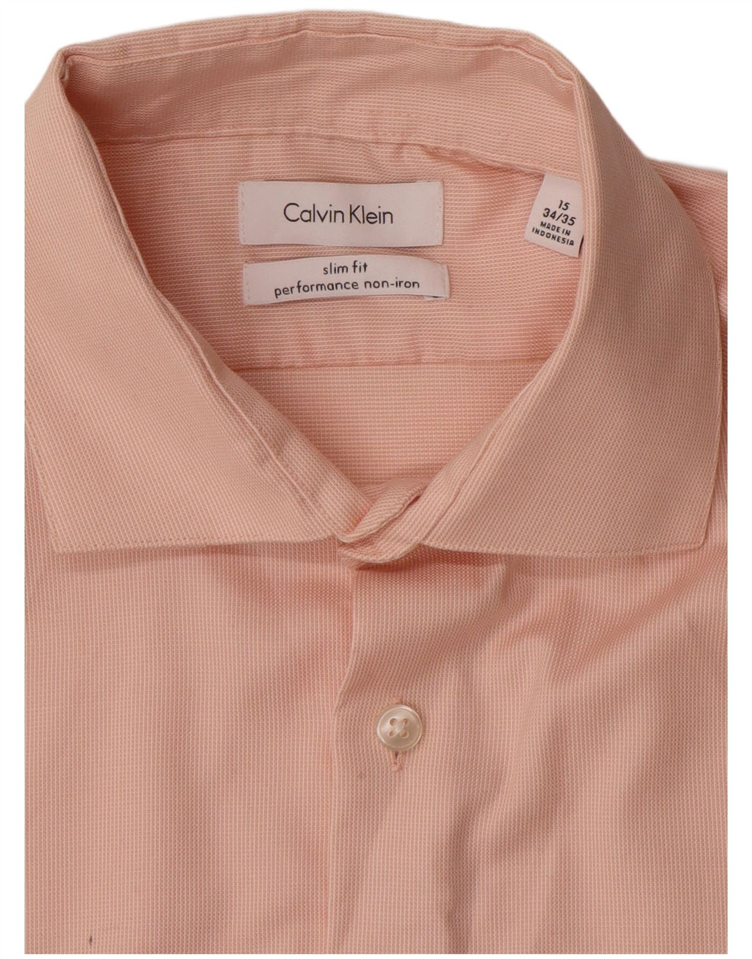 CALVIN KLEIN Herre Slim Fit skjorte størrelse 15 Medium Pink Bomuld