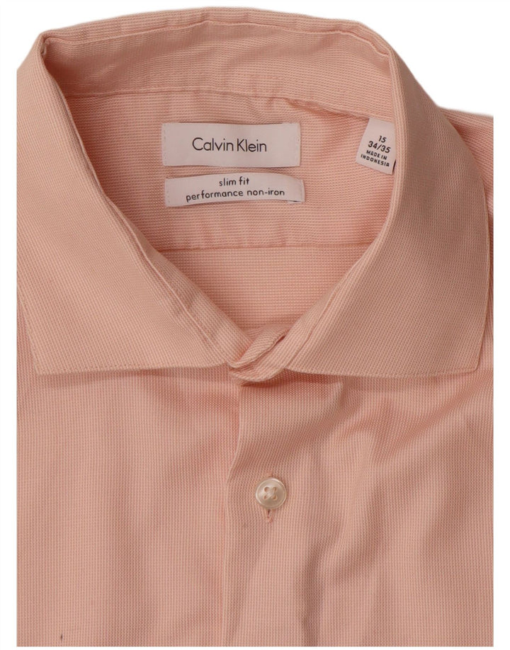 CALVIN KLEIN Herre Slim Fit skjorte størrelse 15 Medium Pink Bomuld