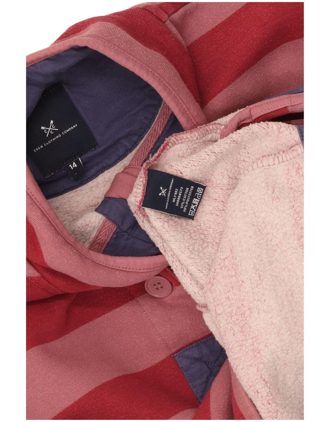 Besætningstøj Dame Button Neck Sweatshirt Jumper UK 14 Stor rød stribet