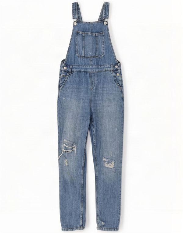 Marks & Spencer Girls Distressed Slim Jeans 11-12 år W28 L26 Blue