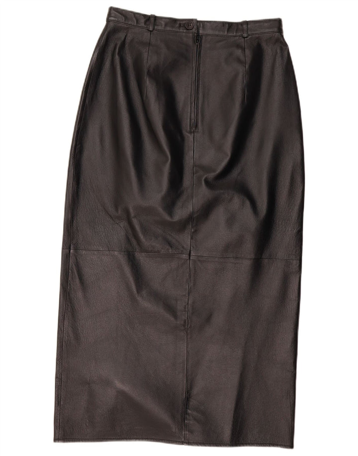 Vintage lædernederdel til kvinder W28 Medium sort læder